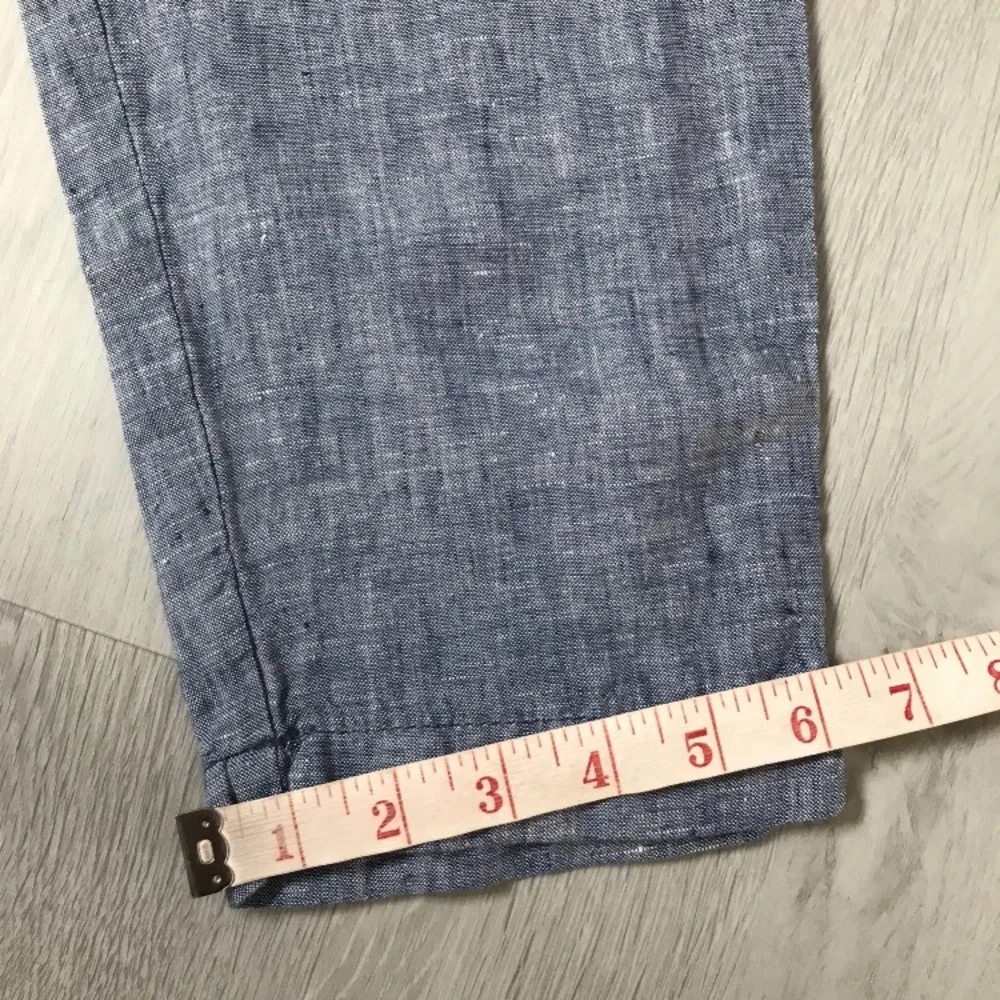 H&M LINEN BLUE TROUSER PANTS WOMENS 4